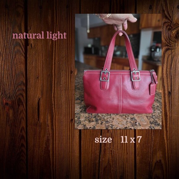 COACH Vintage Legacy Zip Satchel in cherry red. - Picture 9 of 13